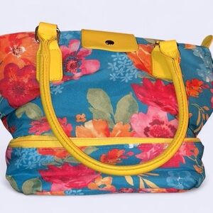 Vibrant Floral Lunch Bag with Yellow Accents